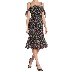 Nanette Lepore Very Black Multicolor Floral Midi Dress